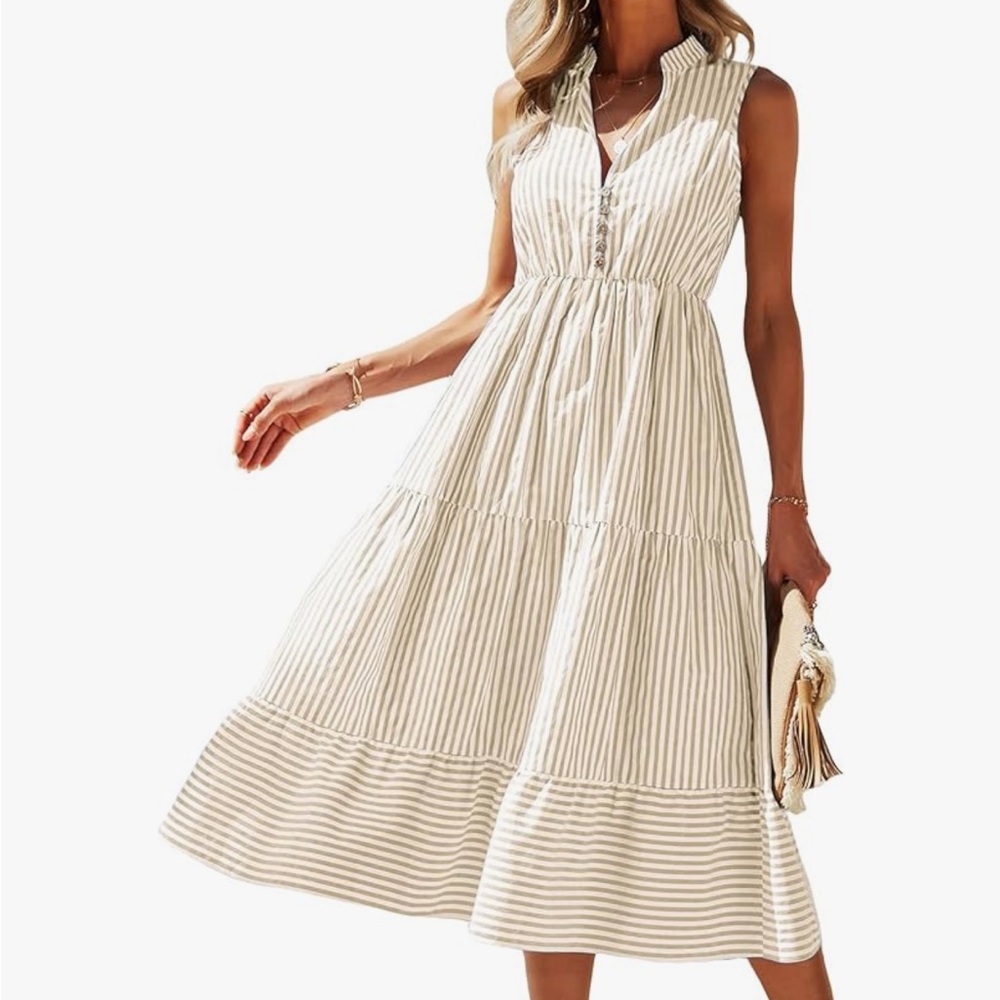 Striped Sleeveless Maxi Dress